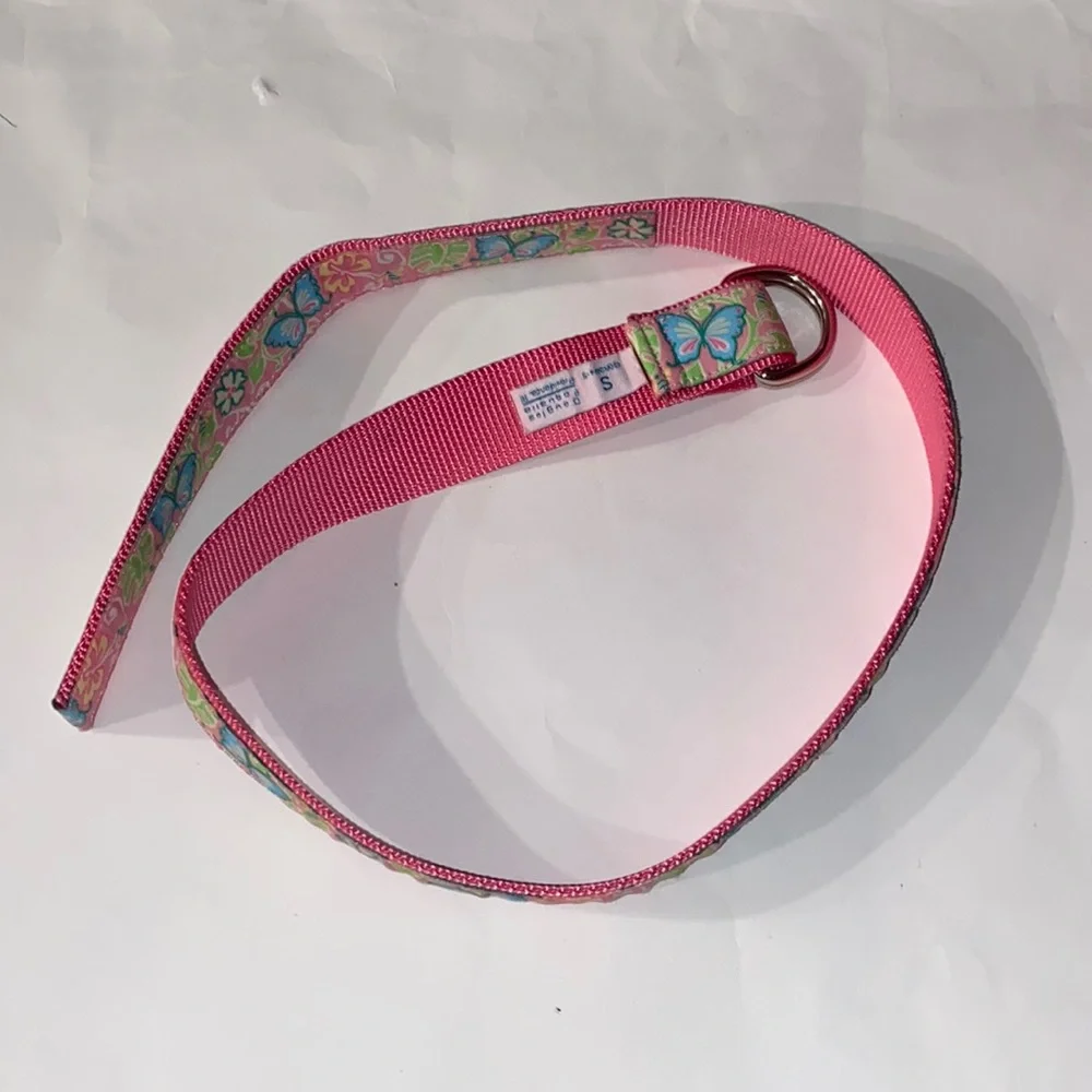 🎉HP🎉Douglas Paquette Belt Jacquard Grosgrain Ribbon D Ring Pink Butterflies S